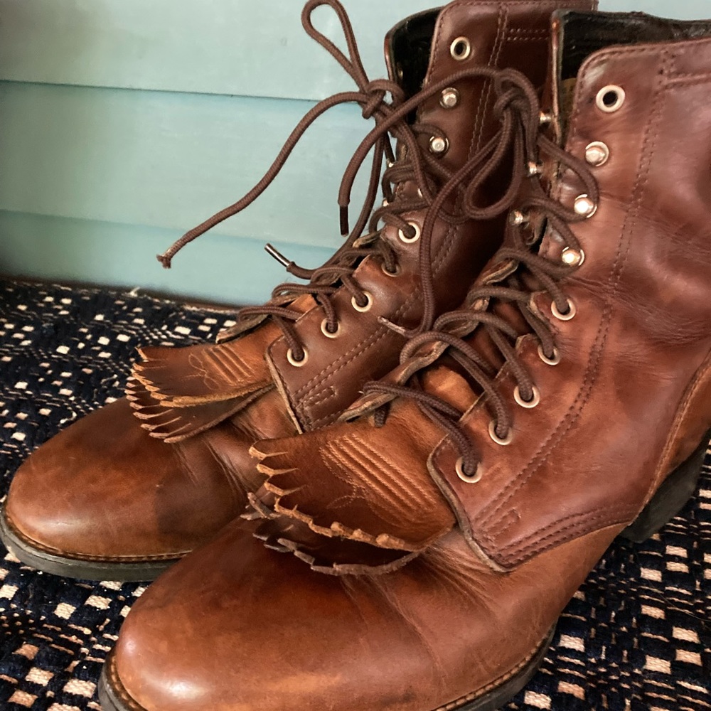 Leather Ariat Heritage Lacer II Boots - western style, lace up w/fringe, vintage